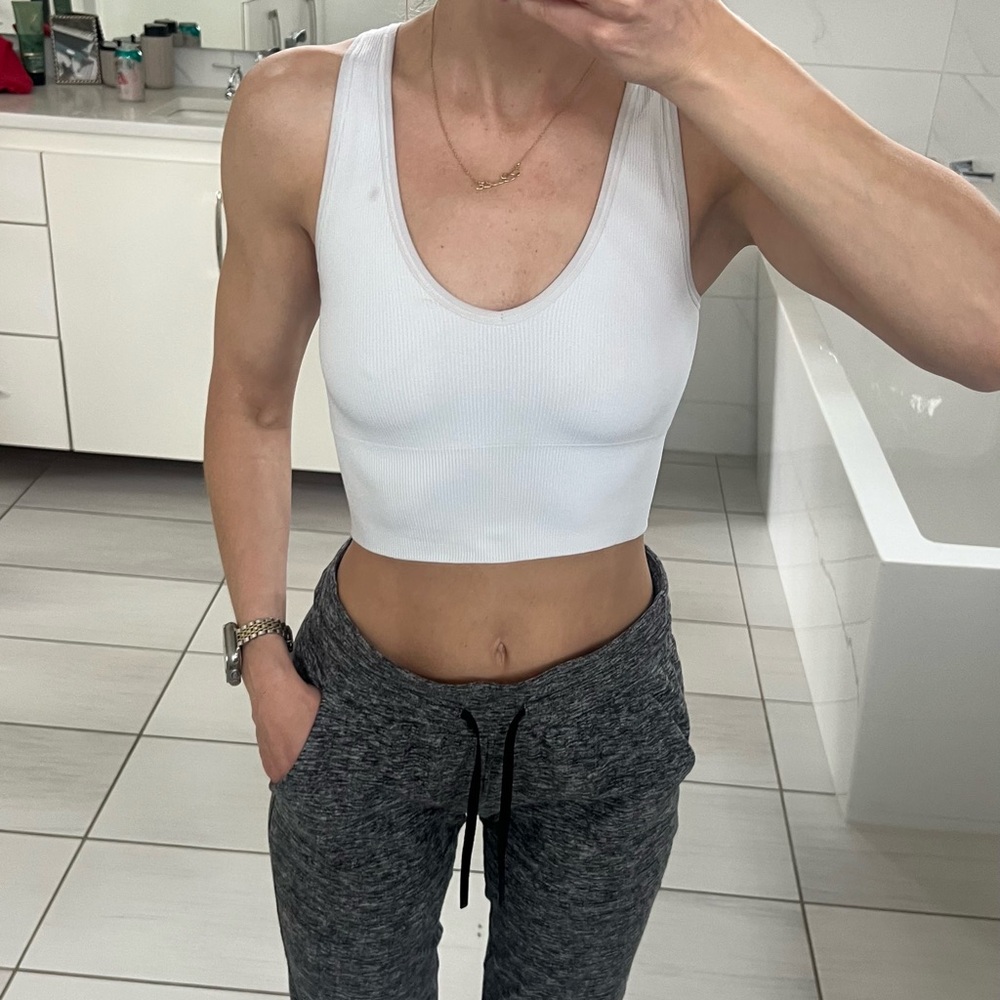 Athleta White Ribbed Tank Top